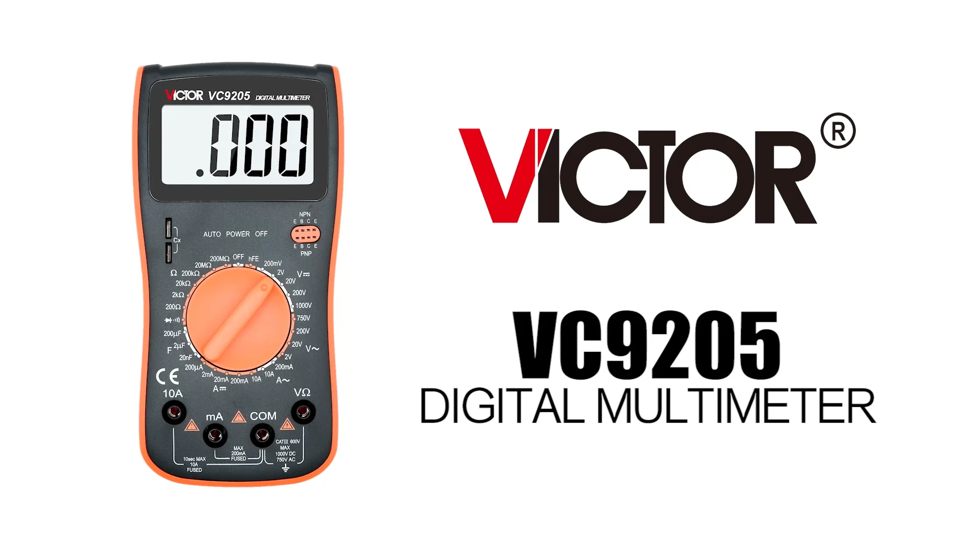 Victor Vc9205 Digital Multimeter Hfe Dc Ac Current Voltage Manual Range