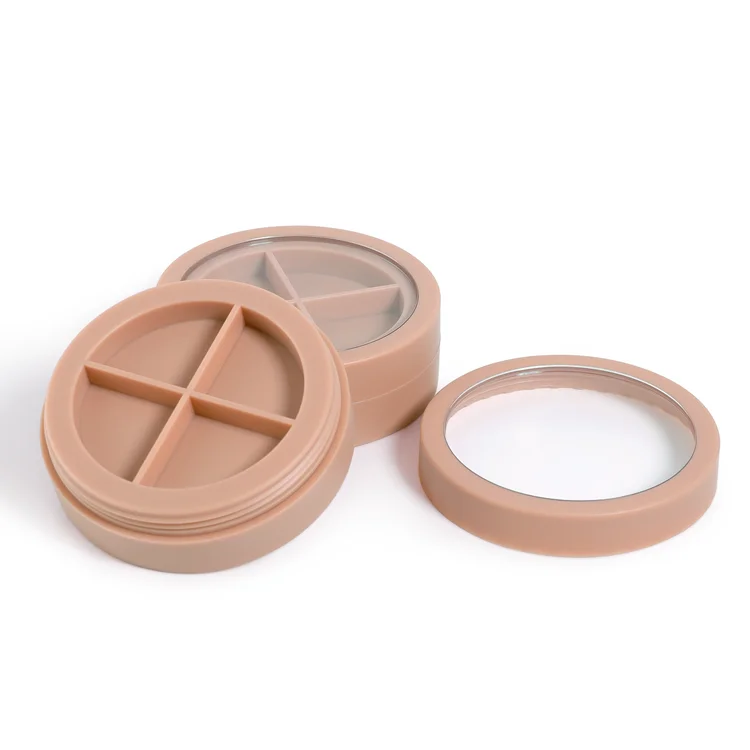 PC7089 Cosmetic Packaging Four-Part Cream Plastic Empty Eyeshadow Concealer Blush Palette Divided Box Compact Case