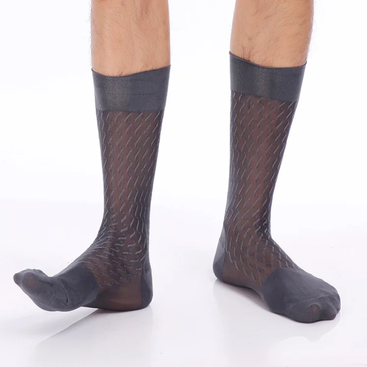 mens sheer nylon dress socks Mens Charcoal Gray Origins Silky Sheer Knee-High OTC Nylon Dress Socks TNT