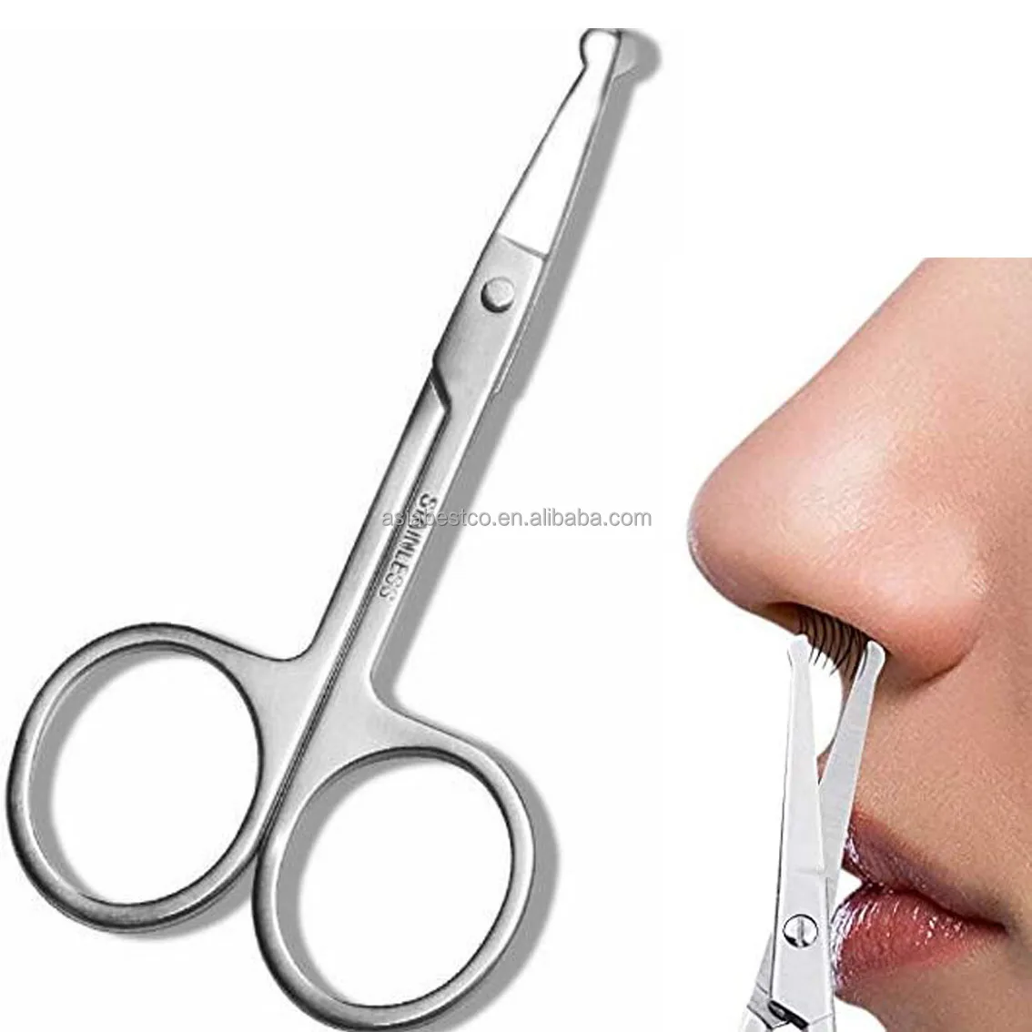 Stainless Steel Mustache Nose Hair Cutting Scissors Rounded Nose Hair  Scissors - Buy Nose Hair Scissors,Mustache Hair Scissors,Nose Scissors  Product on 
