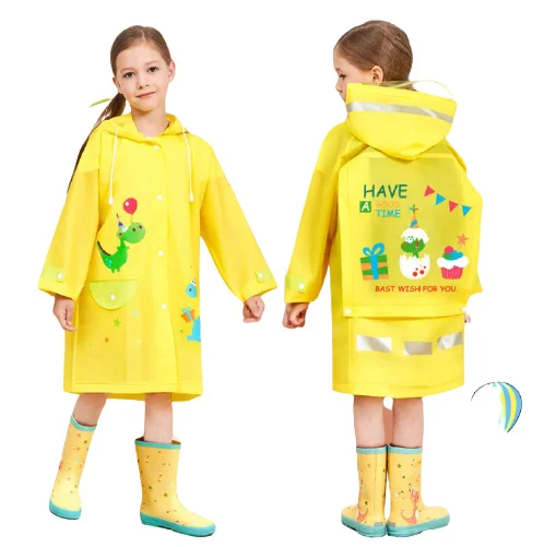 peva raincoat cartoon rain coat waterproof poncho children backpack kids pvc rain wear