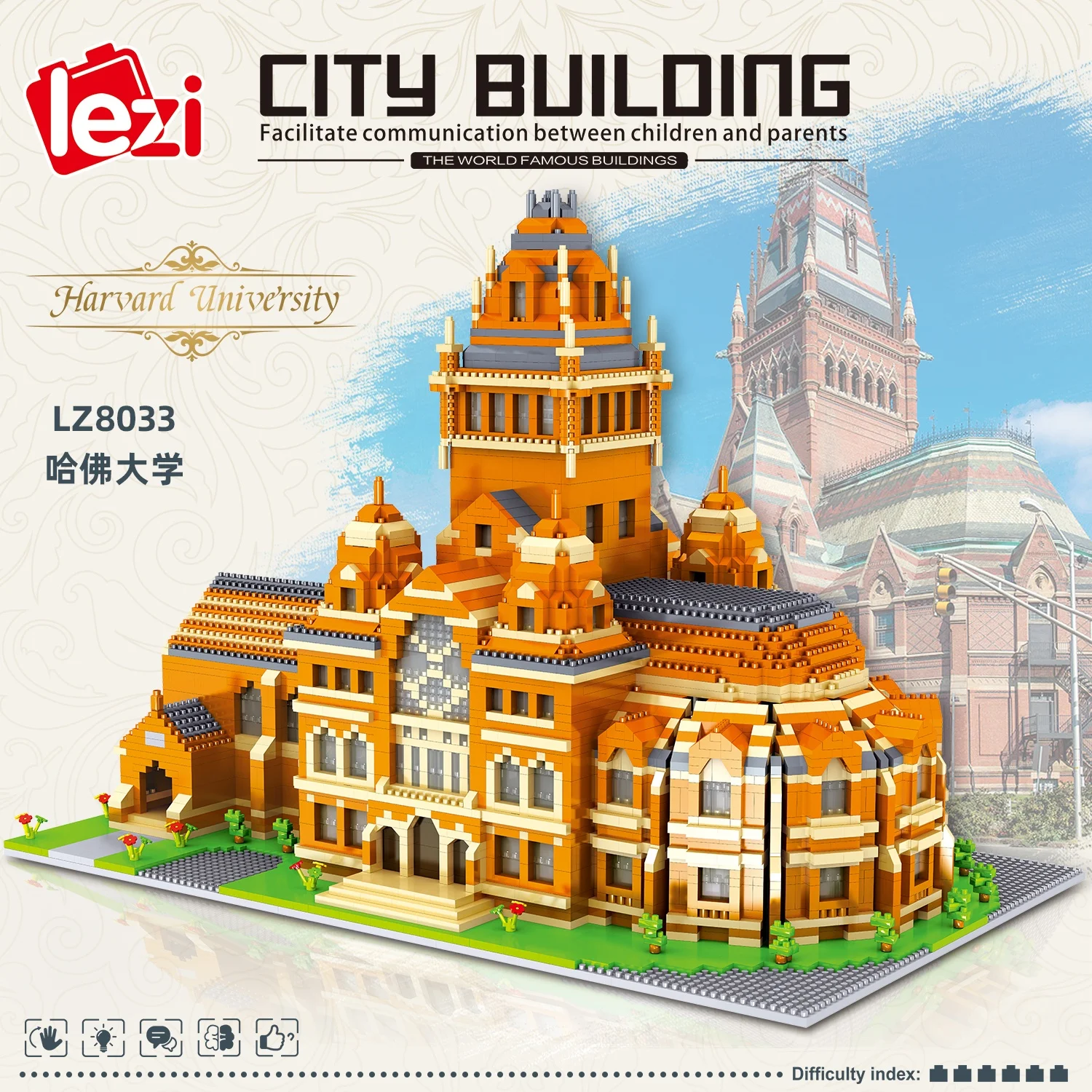 Architecture Diamond Building Block Sets Block Toys Harvard University 5379PCS