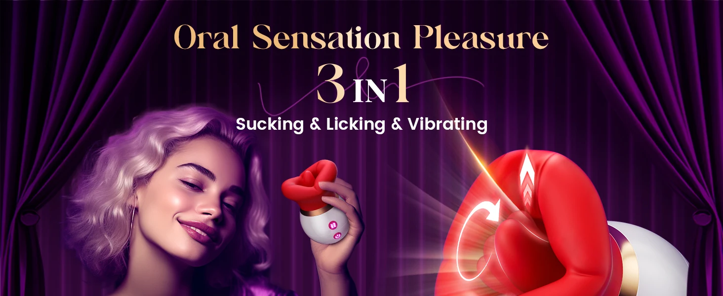 3 In 1 Big Mouth Shaped Clitoral Stimulator Female Sex Toy Tongue