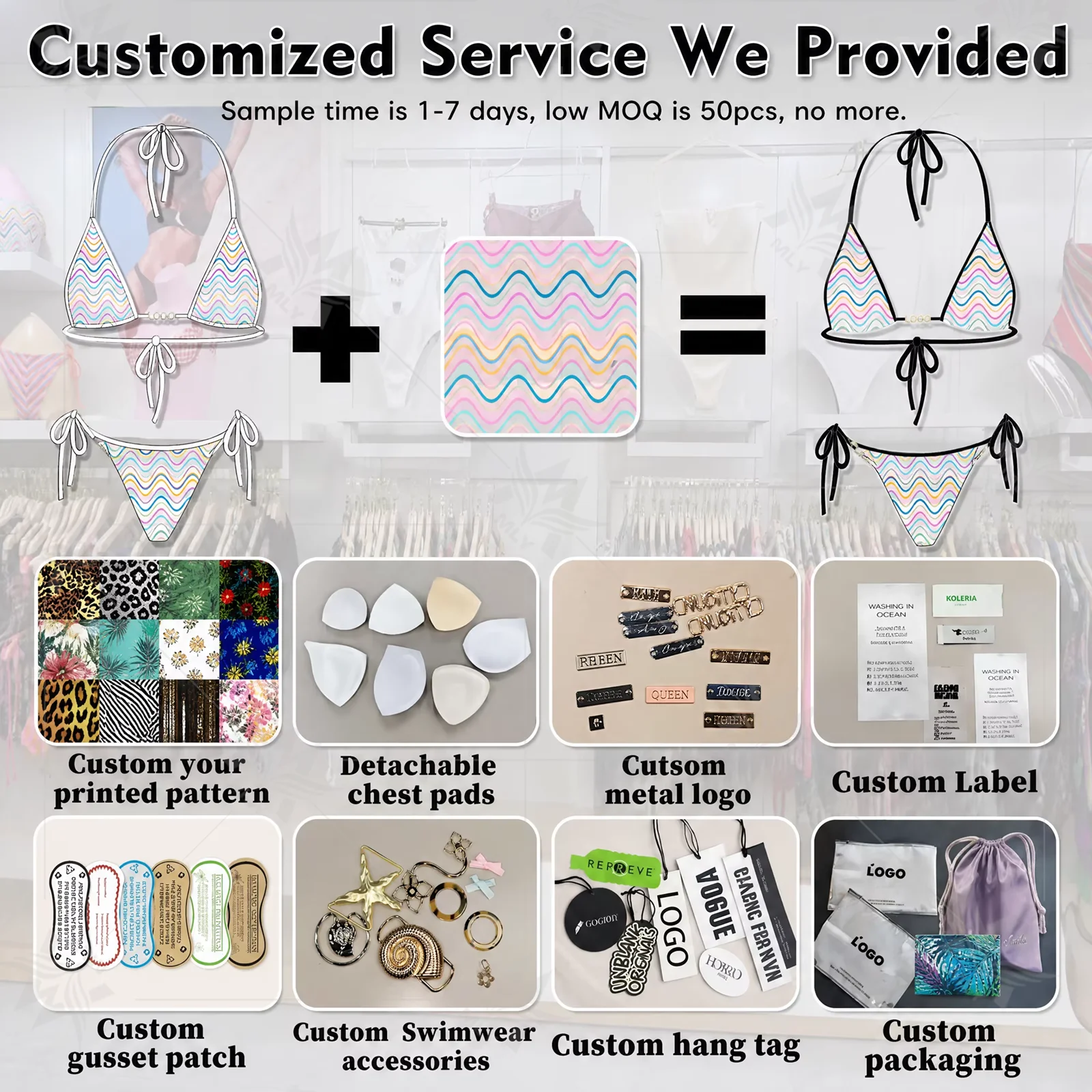 Custom Logo Micro Bikini Extreme G String Thong Bikini Sexy Mini Bathing Suit for Women