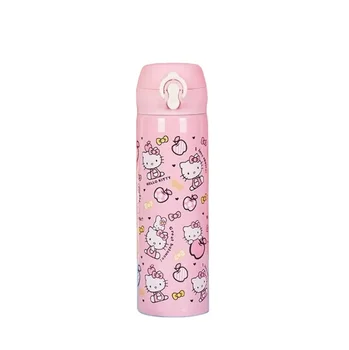 500ML Wholesale Cartoon Kitten Cat Water Cup Vacuum Insulated Mug Cute Kawaii Water Bottle Thermos Cup for Children Girls
