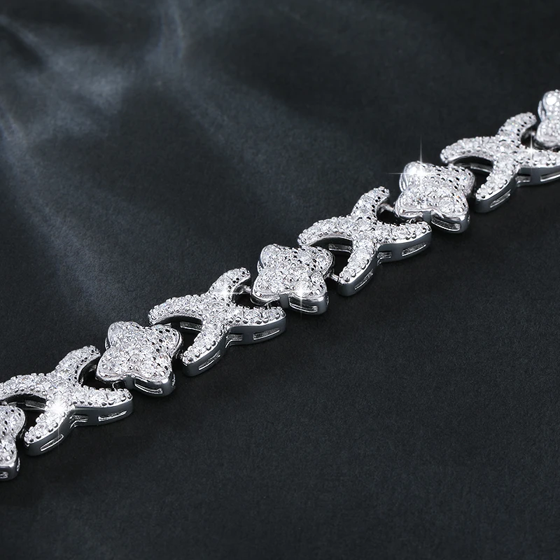Infinity X Four Leaf Clover Flower Link Bracelet 925 Sterling