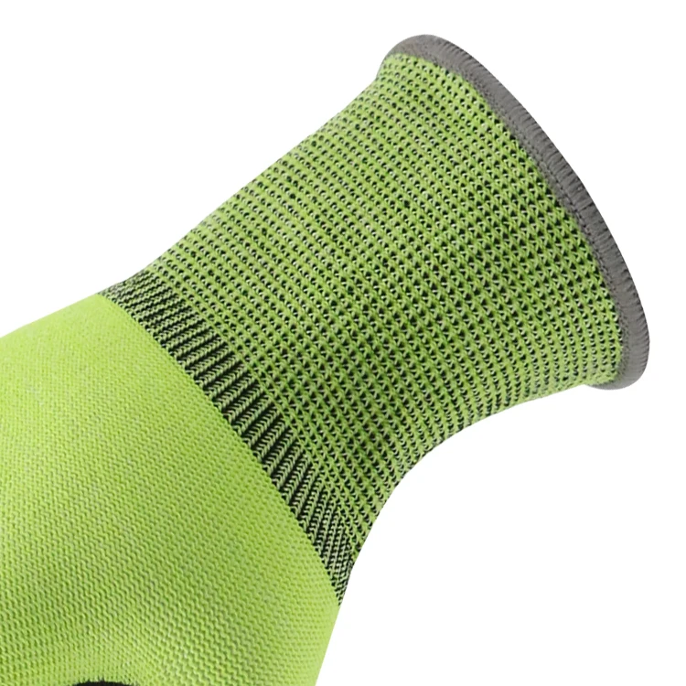 MaxiPact Fluorescent Green Polyester Liner with Nitrile Foam Garden Gloves EN388 4X43D Anti-cut Cut Resistant Work Safety Gloves