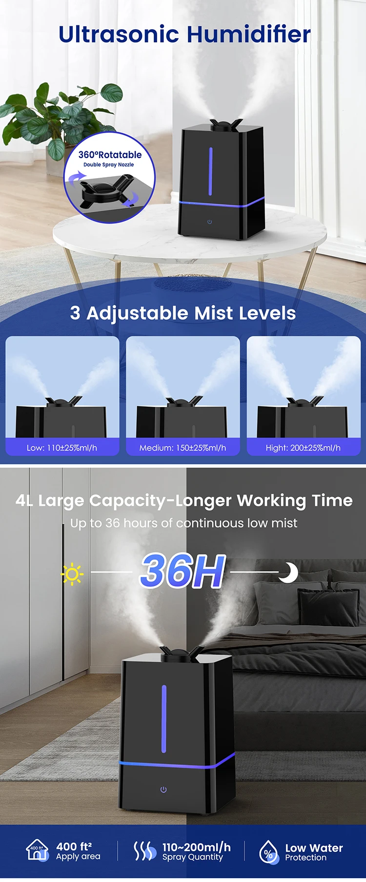 Aromacare 4l Aromatherapy Essential Oil Large Room Desktop Black