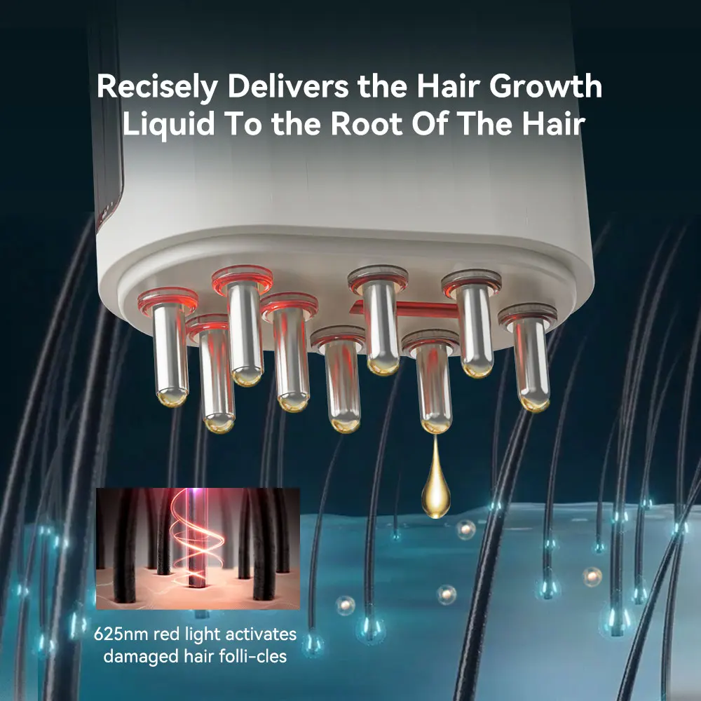 Electric Head Hair Scalp Massager Brush with Smart Red Light Plastic Handle and Laser Type for Hair Growth Lice Comb Included