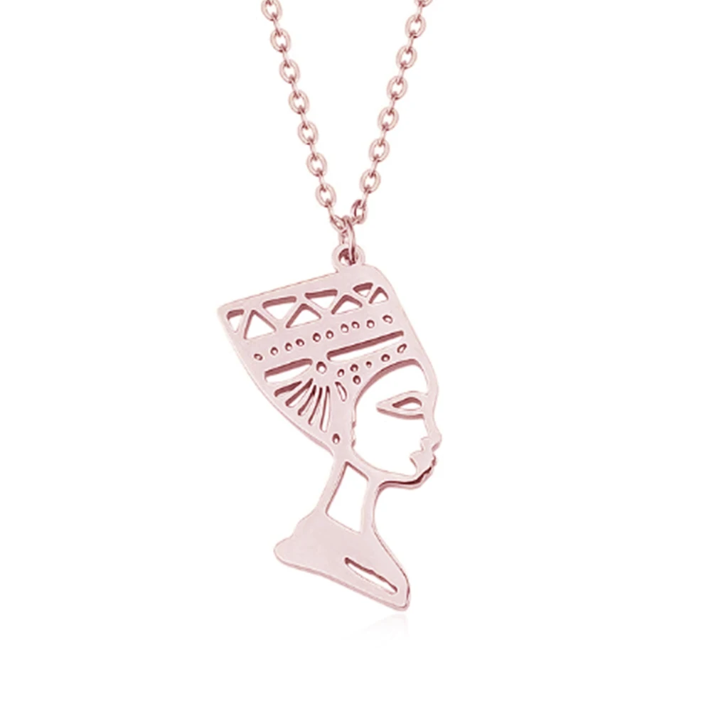 Pendentif de Néfertiti, la sublime égyptienne, en plaqué or gris
