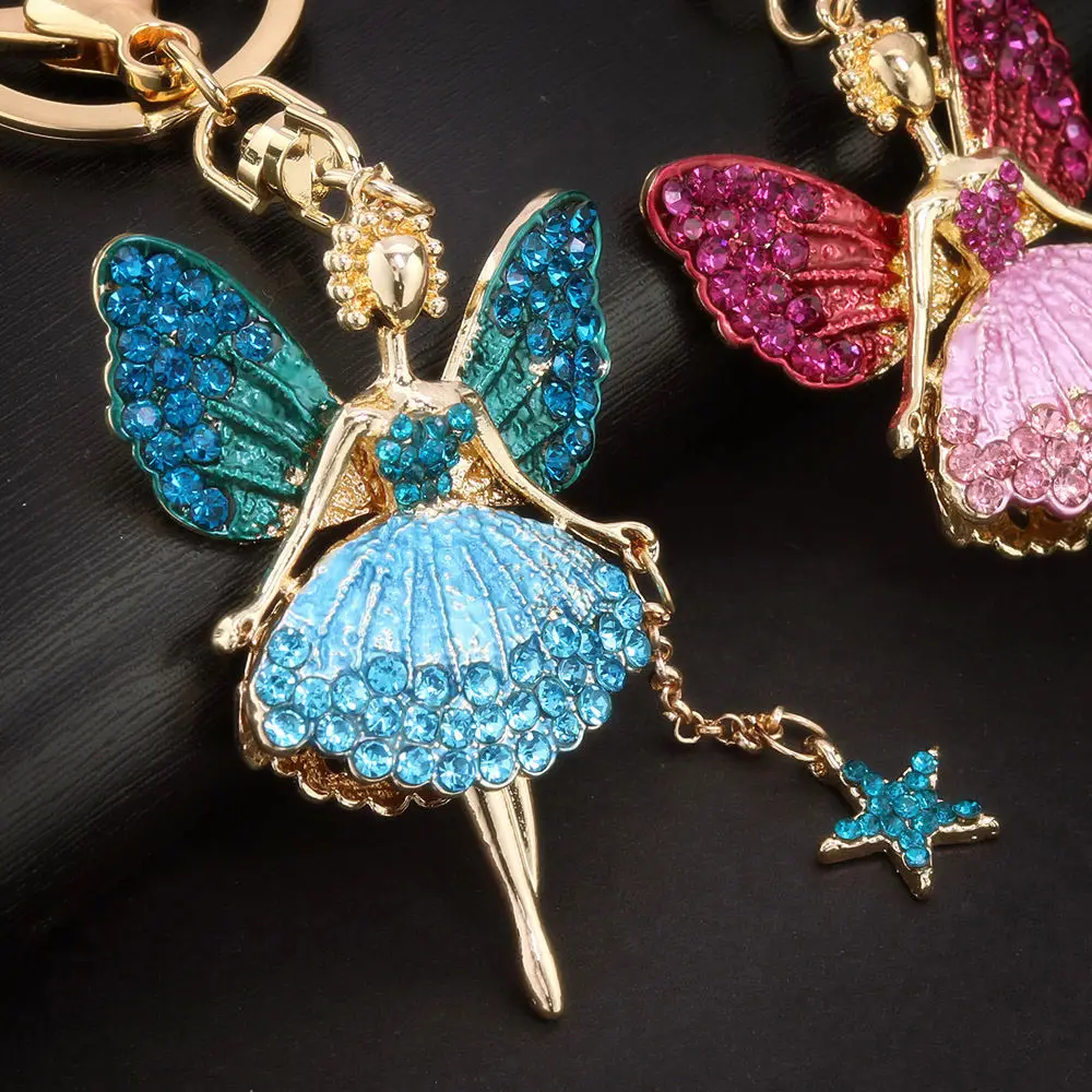 Rhinestone Charm Crystal Butterfly Keychain Accessories Key ring Jewelry 