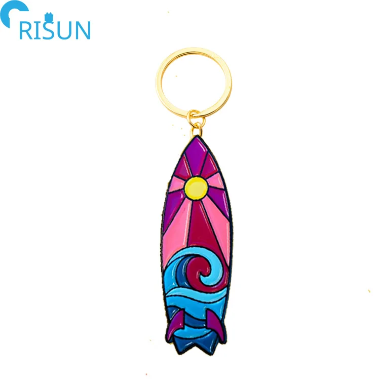 Manufacturer Surf Series Surfboard Enamel Keychain Custom Logo Surfboard Sunset Your Oven Loving