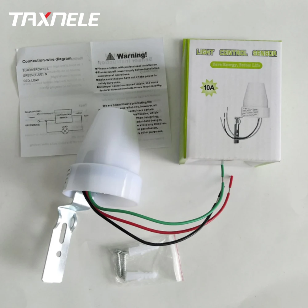 Adjustable Sensitive Automatic on Off Photocell Street Lamp Light Switch Controller DC AC 220V 10A Photoswitch Sensor