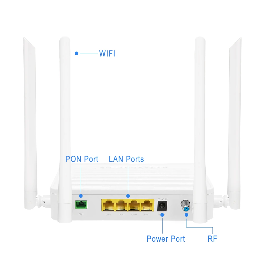 C-DATA Dual Band AC1200 2.4G/5.8G 4GE WiFi CATV POTS TEL ONU for GPON/EPON for VSOL for FTTH within 20km