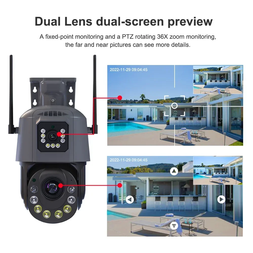 XM Icsee 6mp 36x 18x Optical Zoom Wireless Dual Lens Cctv Camera 36x 18x Optical Zoom 6mp Wifi Dual Lens Ptz Network Camera