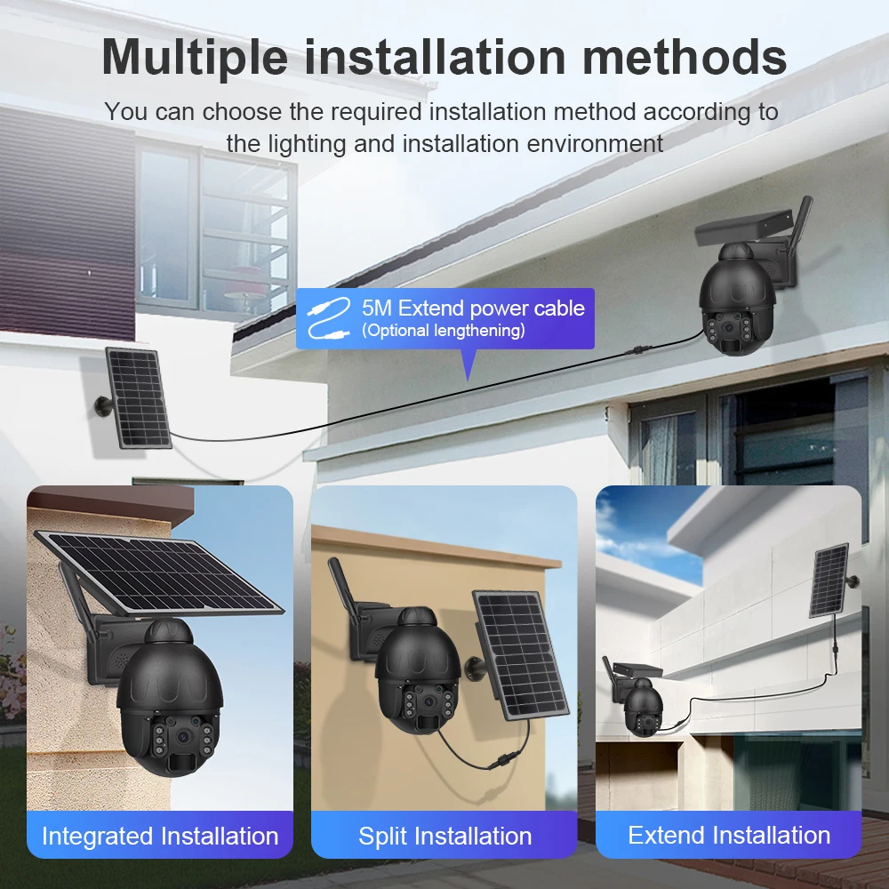 SECTEC Patent Metal 4Mp 4G GSM Solar Camera Outdoor Security Ptz Solar Battery Backup Tuya Security Cam on 4MP Solar CCTV Camera