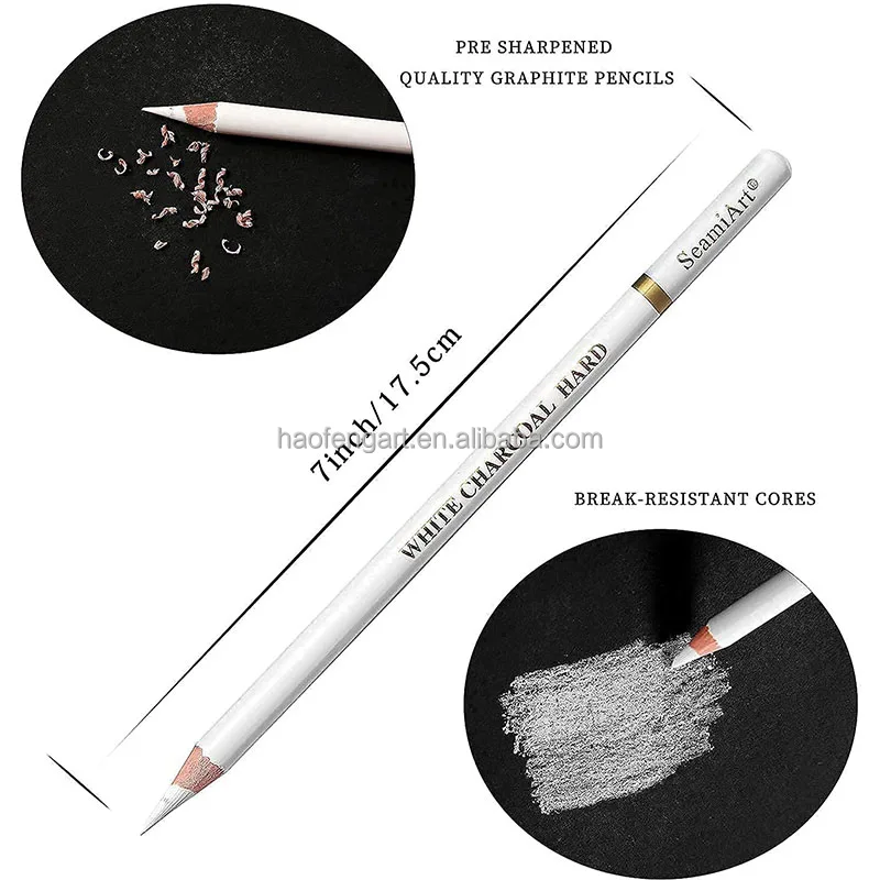 Tnfeeon 3 pièces Crayon à Croquis Blanc stylos à Charbon Outils de Croquis Outils dart pour Les Artistes débutants 