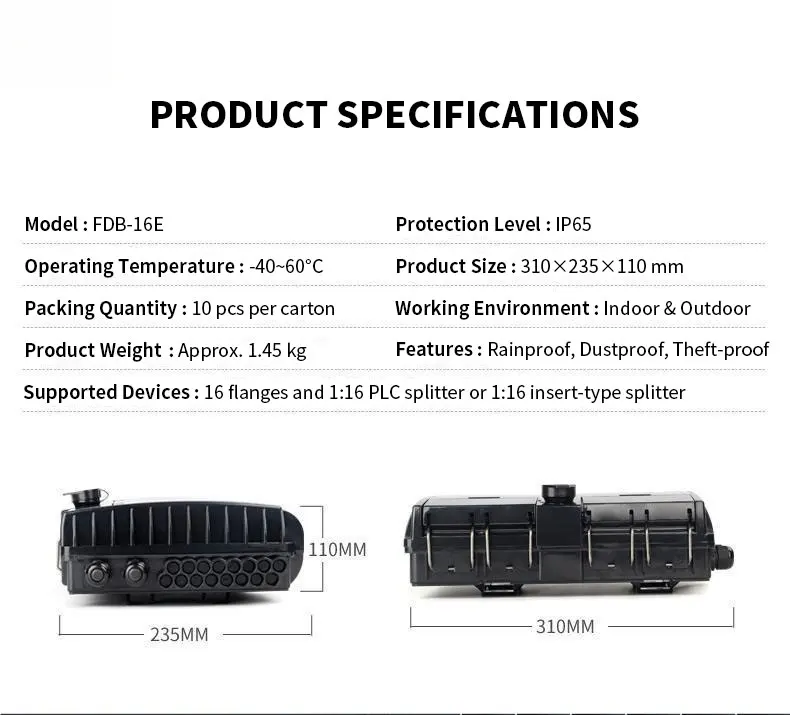 Outdoor 16 Core Fiber Optic Distribution Box Cassette Type Splitter Termination Enclosure IP65 Waterproof Wall/Pole Mountable factory