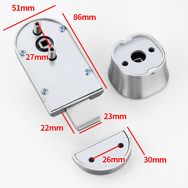 High-Quality Public Toilet Partition Lock Alloy Lock  Heavy Zinc-Alloy Unmanned Latch Lock for Toilet Partition  Hardware