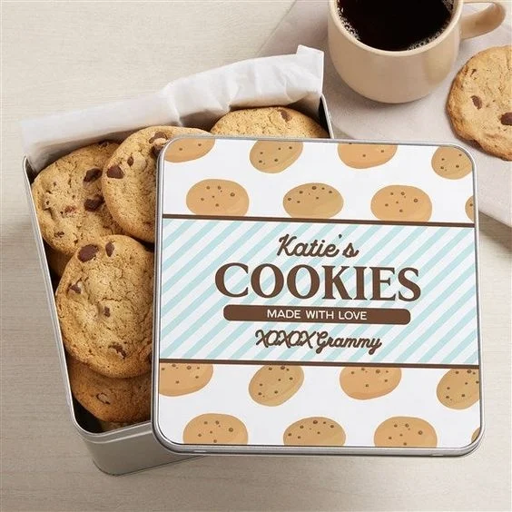 Wholesale food grade big square biscuit tin containers printing eco friendly airtight christmas cookies tin box packaging supplier