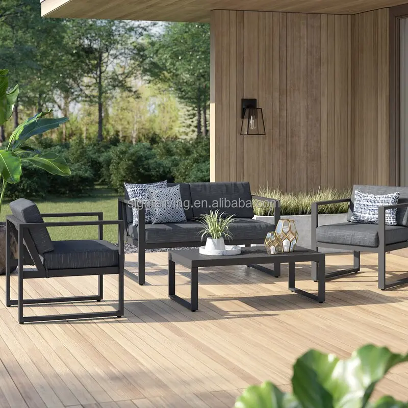 Outdoor furniture sofa set garden metal furniture patio aluminum sofa set with cushion