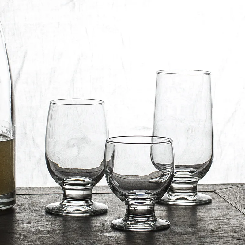 LIBBEY Retro Red Wine Glass Flutes Goblets Short Stem Multi-Use Water Cup for Wine Brandy Other Beverages Transparent Glassware