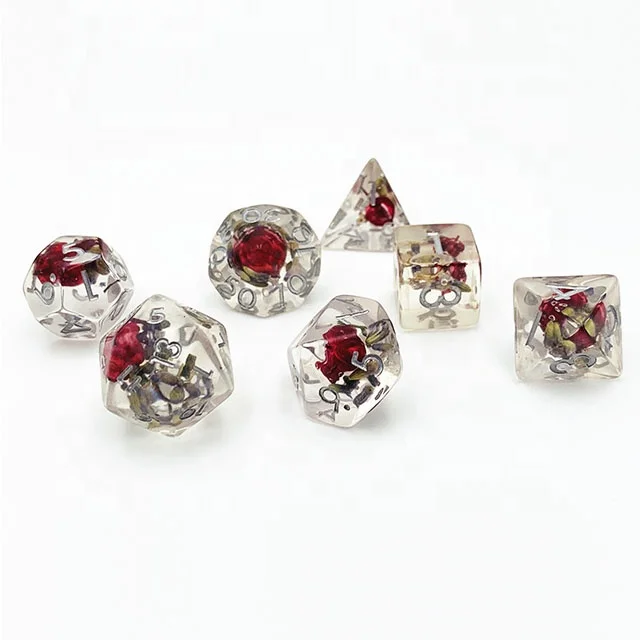 Conjunt de daus polièdrics de resina amb flors personalitzats de 16 mm per a DnD per a jugadors RPG
