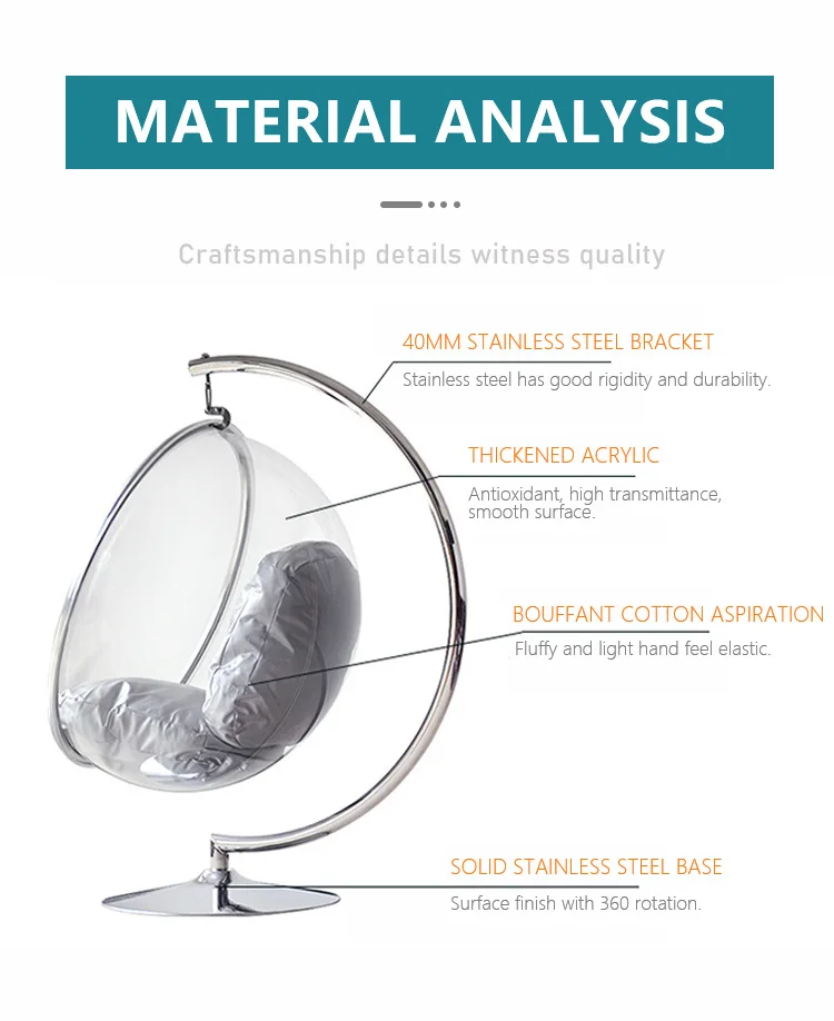 Hot Sale Garden Swing Hanging Chairs Transparent Acrylic Bubble Chair