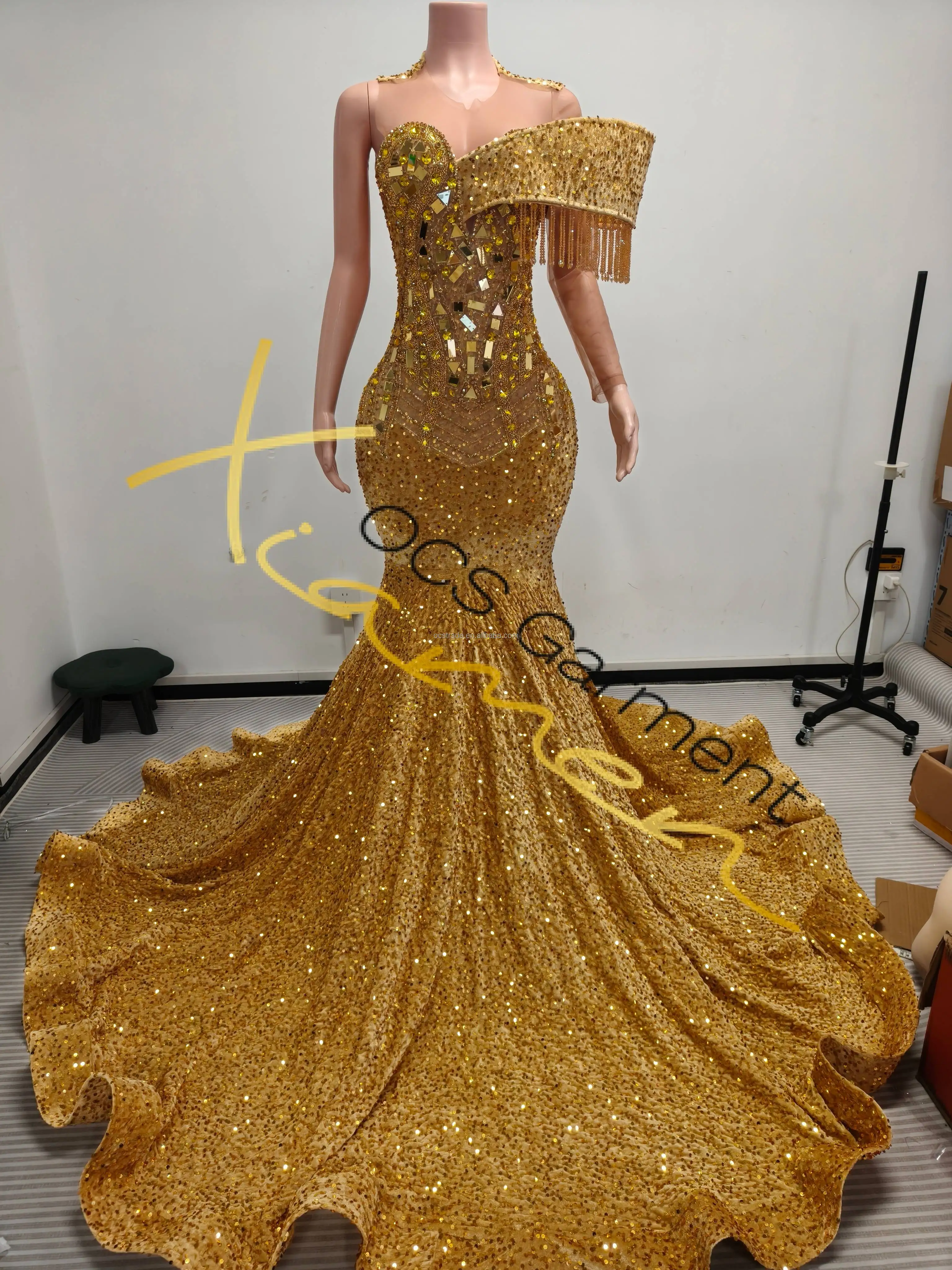 slim fit dress slacks The Daniri Beaded and Satin Metallic Gold Dress – Flower's Dress Boutique