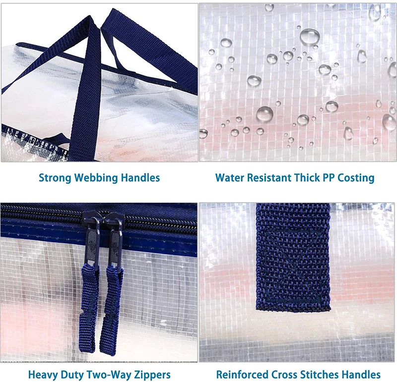 Пыленепроницаемая прозрачная плетеная сумка на молнии для хранения одежды и одеял