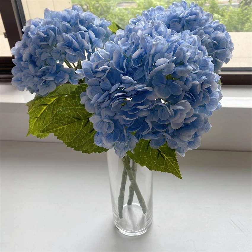 Hochwertige Hortensie Knstliche Blume Latex Blumen Hochzeit Groe 196  Blten bltter Real Touch Blue Hortensie Fr Heim textilien