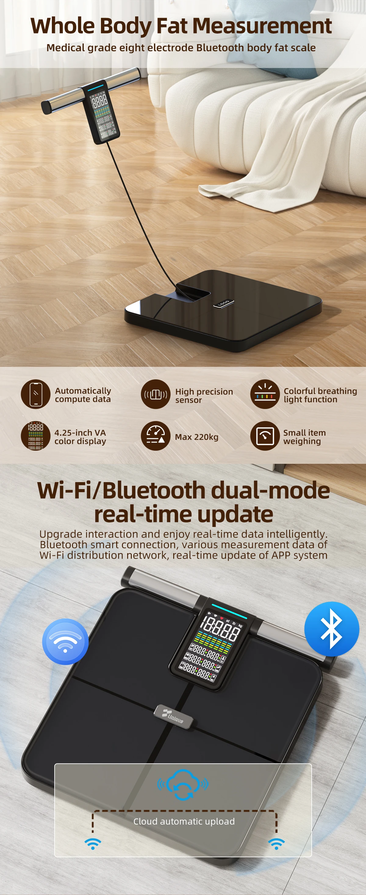 Unique 220KG New ITO Coating Bmi Smart Scale Personal Electronic Home ...