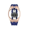 rose gold stainless steel case+dark blue silicone band