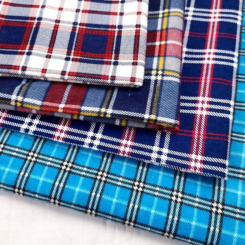 100 хлопок серый синий клетчатый фланелевый материал с принтом тканая фланелевая хлопчатобумажная ткань для рубашек