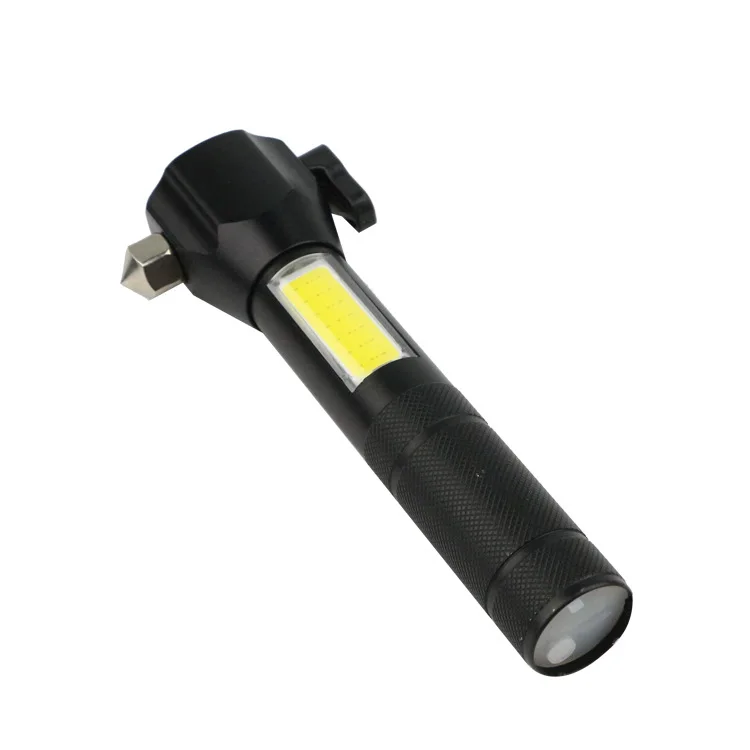 Rechargeable Multi-function Dimming Waterproof Led Flashlight W Safety Hammer Knife for Emergency Work Ride OnCar Hiking/Fishing