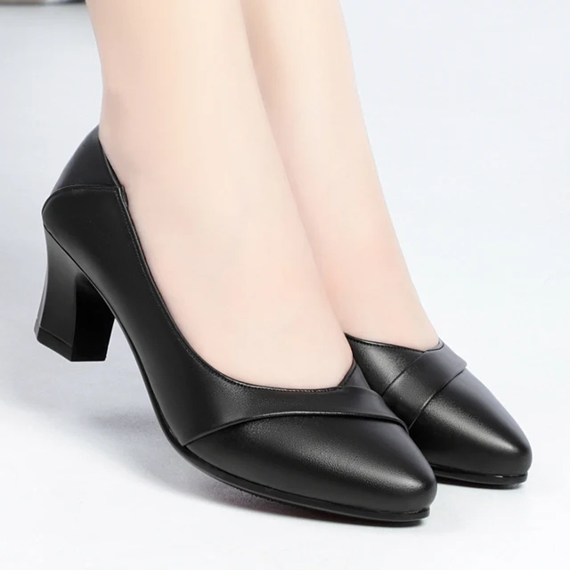 Wholesale customized women's shoes  comfortable soft sole anti slip wear-resistant black high heels