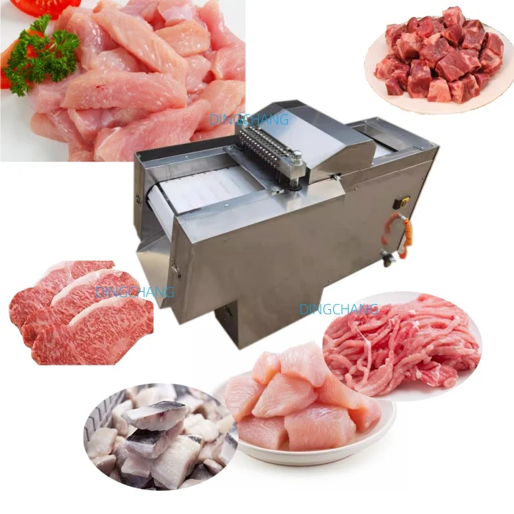 Commercial Automatic Meat Slicer and Cube Cutting Machine Stainless Steel Chicken Frozen Meat Cuber/Dicer Used for Food Shops