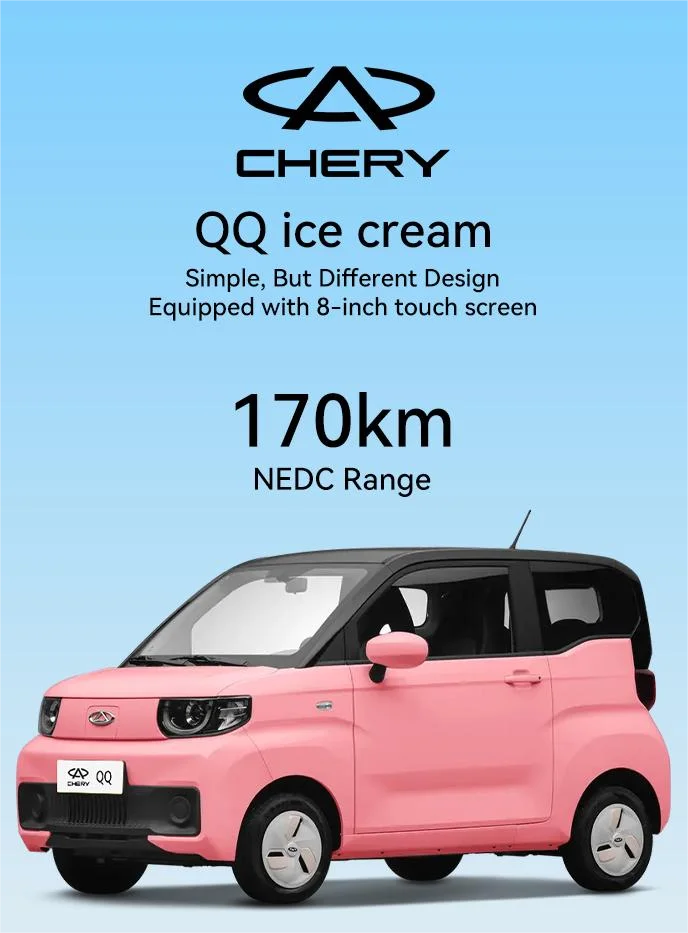 Chery Qq Ice Cream 3door 4seater Electric Mini Car 20kw Mini Electric