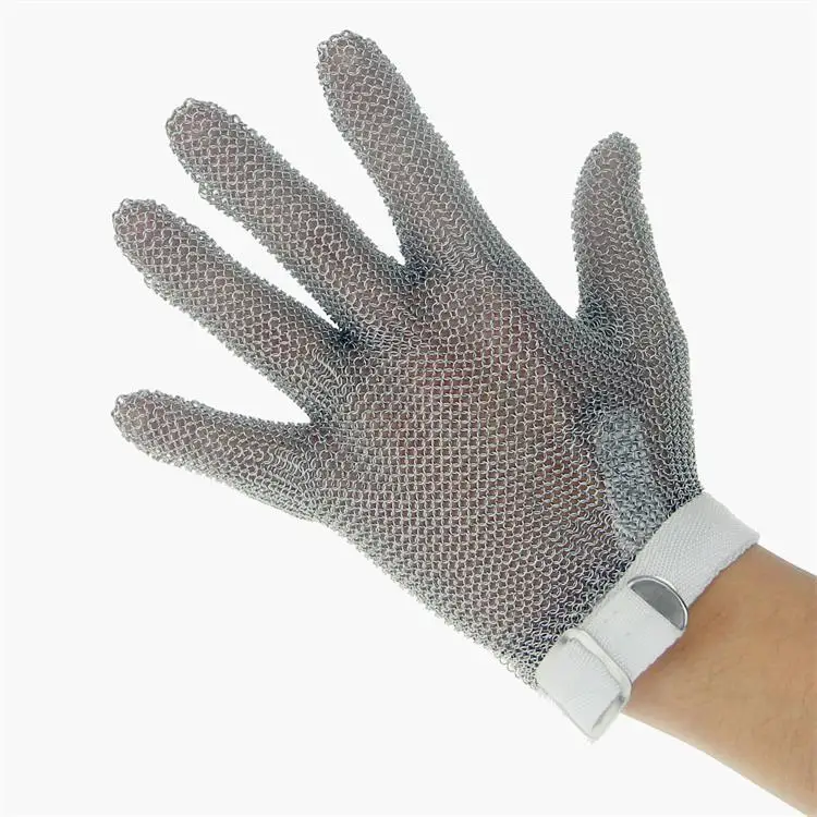 Guantes de acero resistentes a los cortes con anillo de acero, guantes de  cadena de metal de seguridad para trabajo de carnicero (talla L/A paquete  de