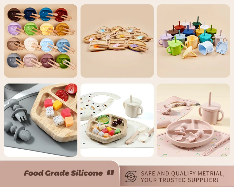 Bpa Free Weaning Feed Set Bib Plate Silicone Tableware Baby Products