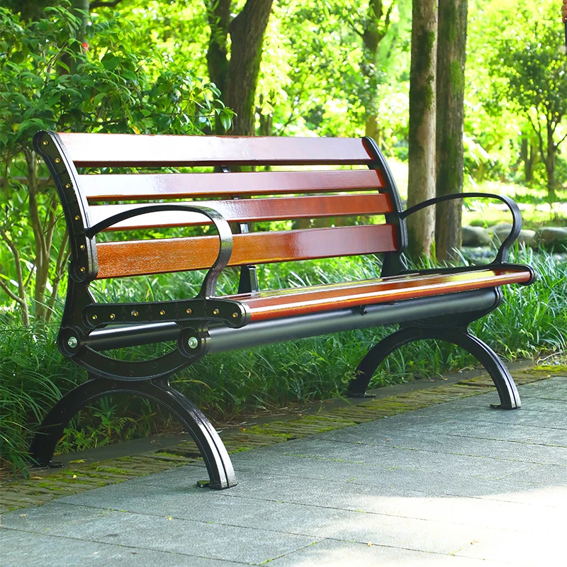 Factory Wholesale Outdoor Furniture Bench Chair Durable Pine Wood Garden Street Cast aluminium Seating Bench details