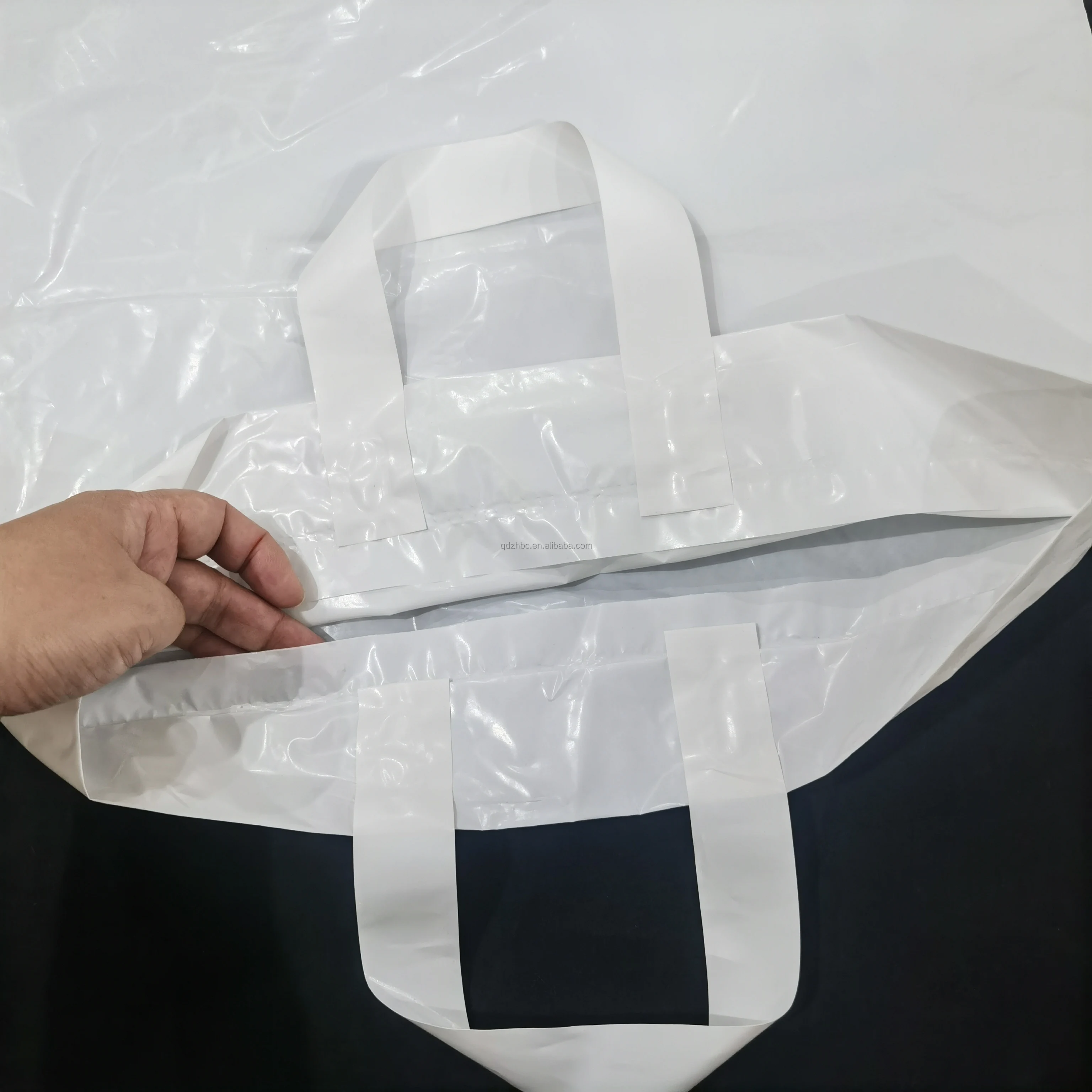 Custom Reinforced Soft Loop Handle Shopping Bag UK Recycled Plastic Retail Bag