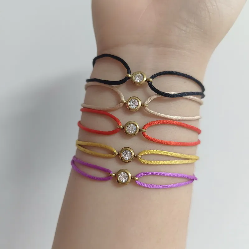Zooying Delicate Diamond Solitaire Gold Silk Cord Stacking Wedding Jewelry Bracelet Fine Chain & Link Bracelets for Women