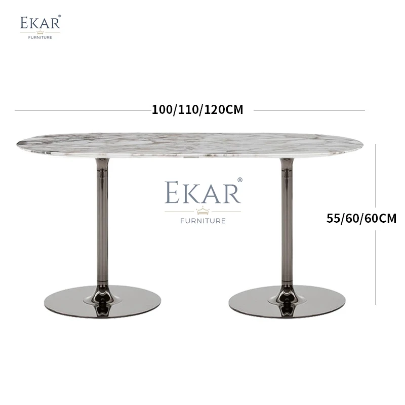 Modern Sleek Stone Steel Design Oval Bar Counter Dining Kitchen Hotel Living Room Club Home Lounge Elegant Wood Metal Furniture factory