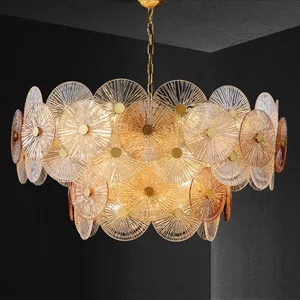 Nordic Glass Chandelier Light Led Dining Modern Gold Iron Frosted Glass Shade Pendant Lamp