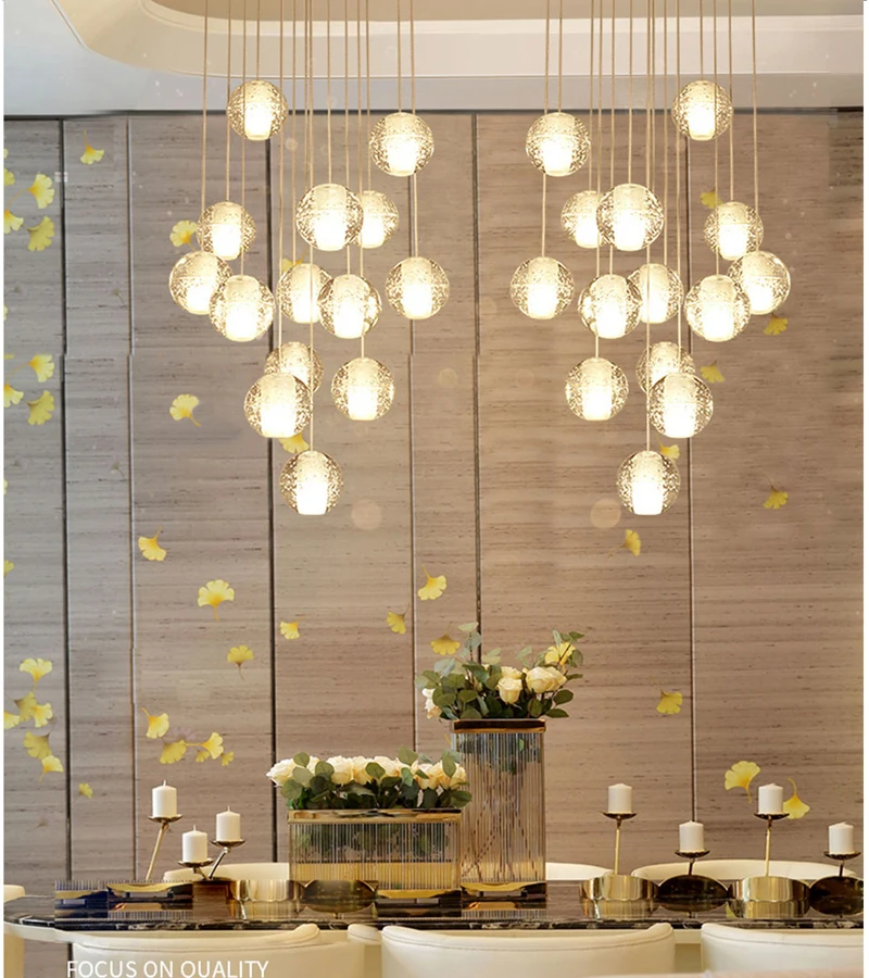 Modern Pendant Light LED Raindrop Ceiling Lamp Crystal Ball