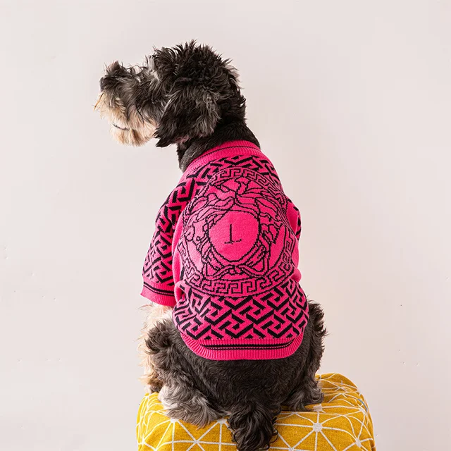 CustomLuxury Designer Dog Sweaters Pet Cat Pullover Apparel Knitted jumpers Jacquard Ropa Para Perro Fuzzy Knit Dog Clothes