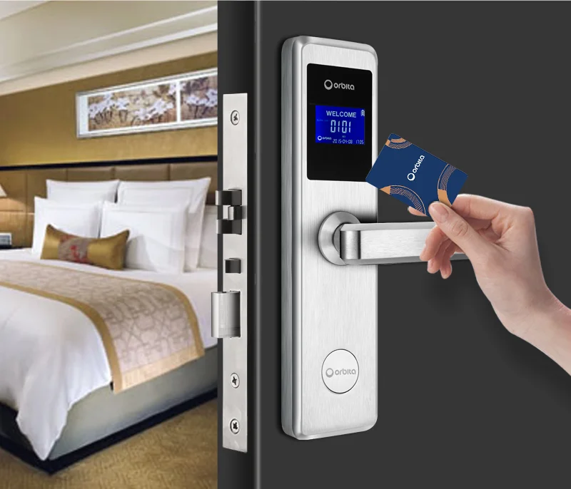 Orbita LCD Display Electronic Key Card Smart Rfid Door Lock Hotel Lock System Passed Fireproof Certificate