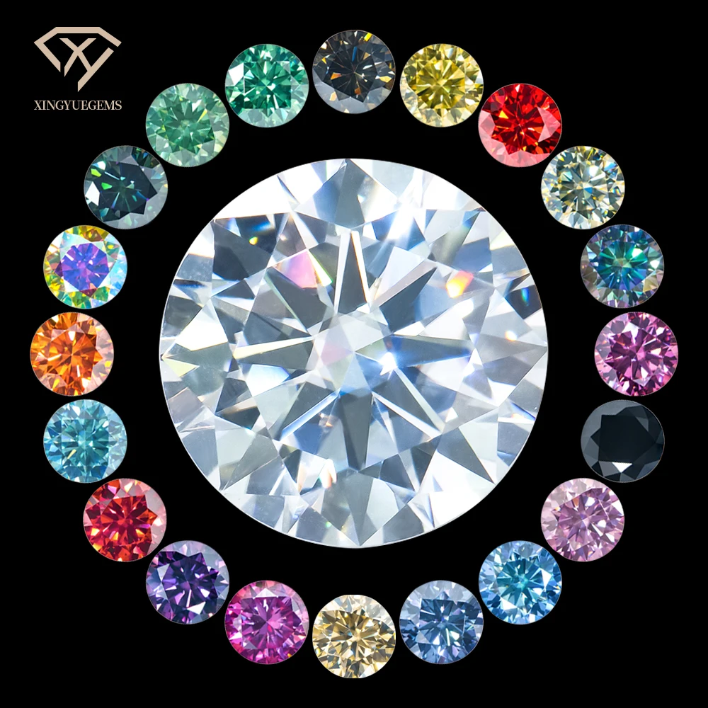 Xingyue Gems 4-11mm Round Gra Certified Vvs Purple Red Yellow Green pink Blue Colored Wholesale Diamond Stones Loose Moissanite