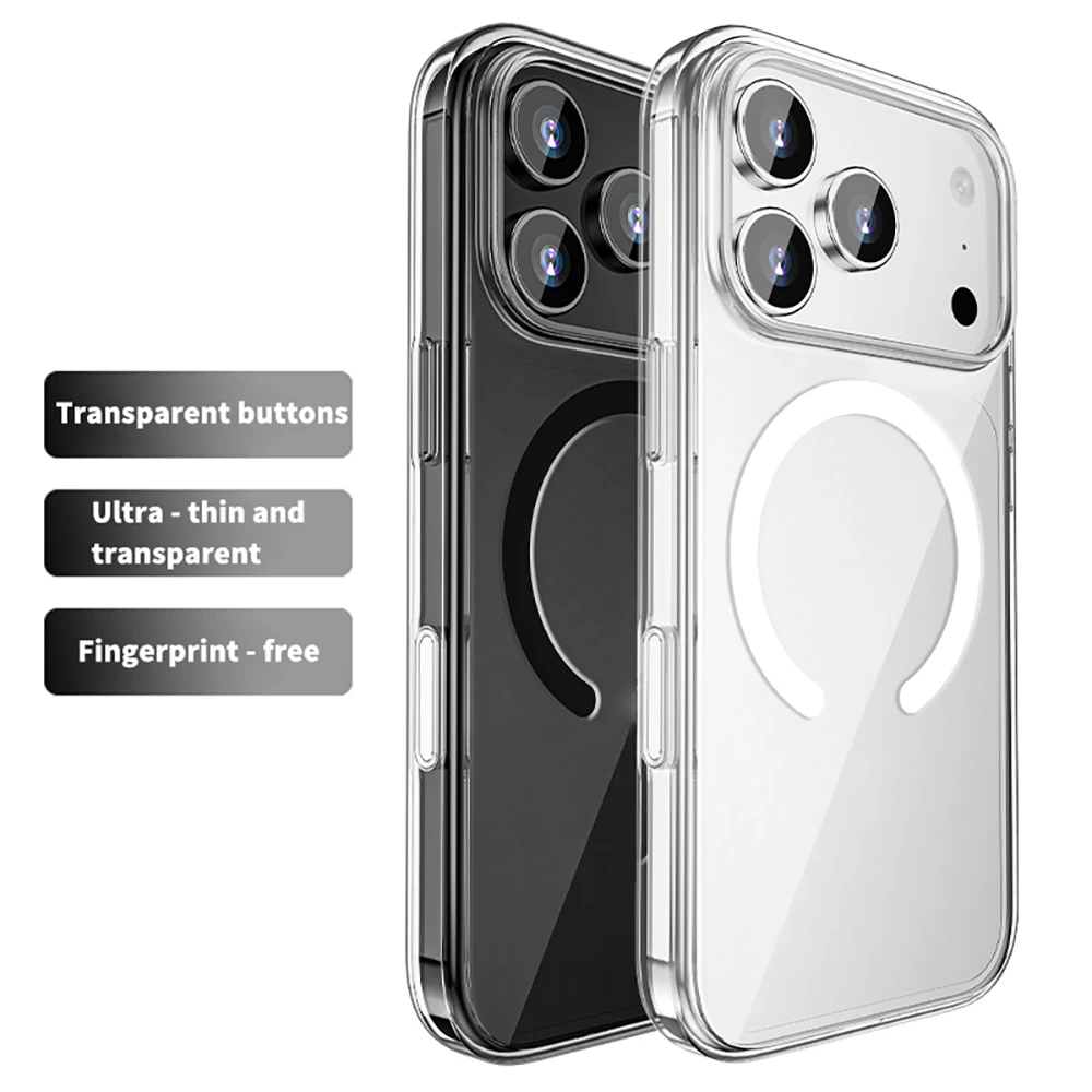 Магнитные прозрачные чехлы Laudtec для iPhone 17 Air, прозрачный ударопрочный жесткий чехол для ПК, простой защитный чехол Sjk1097